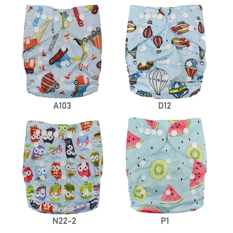 Cloth Diaper 4pcs/Set Reusable Nappies Diapers Inserts Potty Training Pants Newborn Cloth Diapers PUL Fabric Nappy Baby: B5 without insert