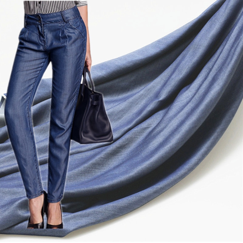 Tung tencel denim tyg lyocell tunt mjukt tyg som andas tyg tyg tyg kjol diy