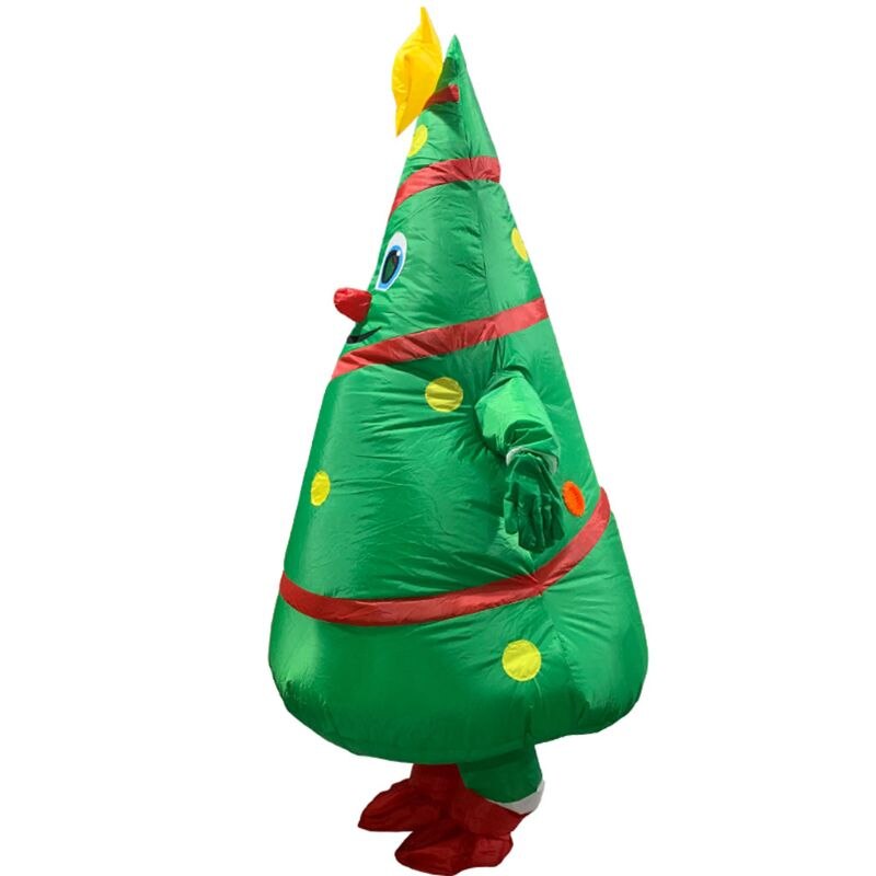 D55E Kerstboom Springkussens Volwassen Kerstman Dress Up Props Grappige Opblaasbare Kerstboom Kleding