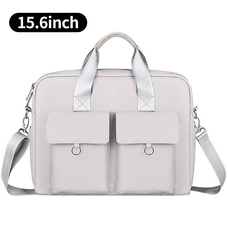 Unissex maleta à prova dunisex água náilon sacos do portátil ombro sólido crossbody saco bolsas de negócios documentos escritório saco de armazenamento xa776z: Silver gray 15.6inch