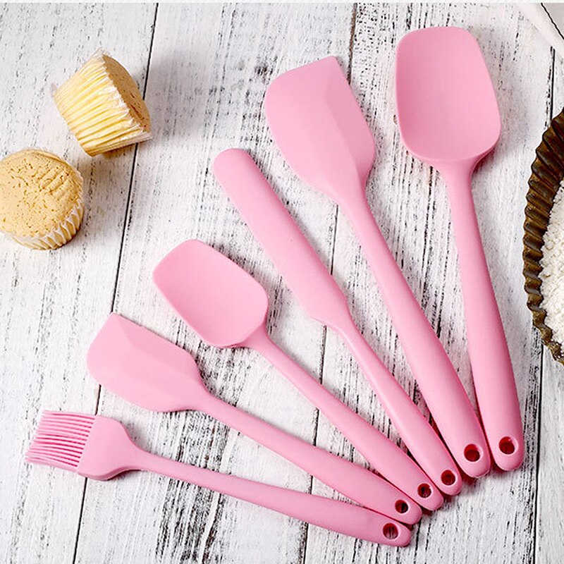 Cream Scraper Silica Gel 6-Piece Set Silicone Scraper One-Piece Cake Butter Knife Multi-Functional Baking Tools Kitchen Supplies