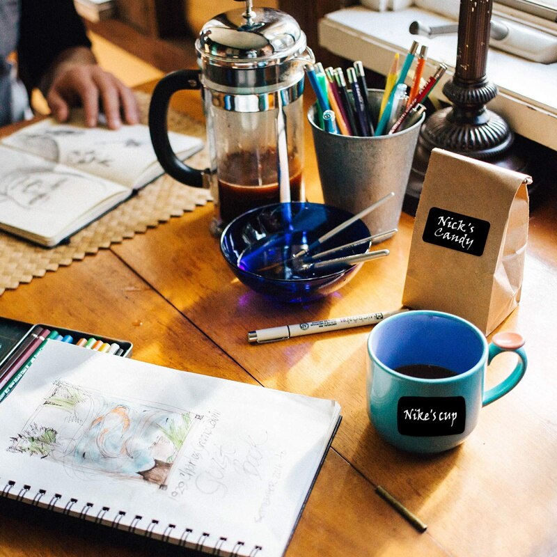 360 st vattentäta flask etikett klistermärken kök sylt burk svart tavla etiketter klistermärken flaska taggar