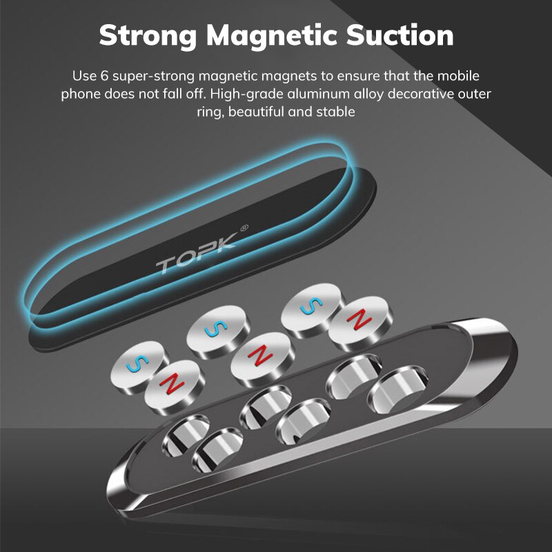 Topk metall magnetischer autotelefon Halfter universelle streifen bilden praktisch ständer stärker Magnet gps unterstützung Auto halterung für iphone 14