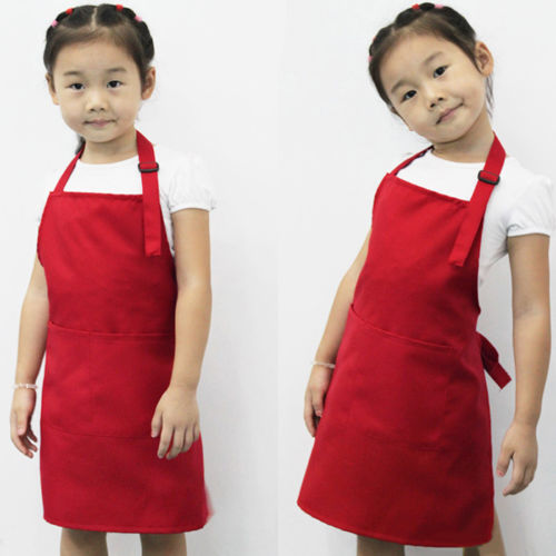 Newest Arrivals faroot Children Kids Plain Apron Kitchen Cooking Baking Painting Cooking Art Bib Apron: Red
