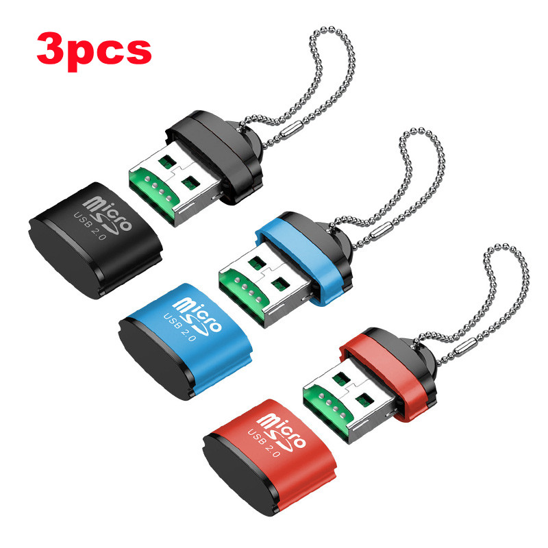 Mini lector de tarjetas microSD TF USB 2,0, adaptador de tarjetas de memoria para teléfono móvil, adaptador USB de alta velocidad para accesorios de ordenador portátil: 3pcs