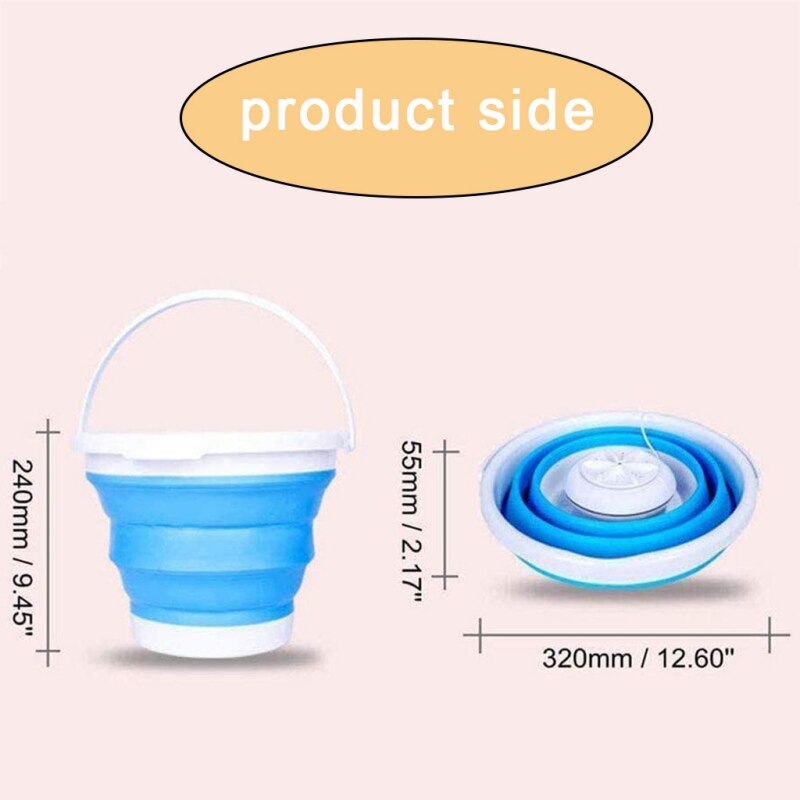 2 In 1 Portable Washing Machine With Foldable Tub Ultrasonic Turbine Washer USB Powered 10L Capacity Portable Washing Machine