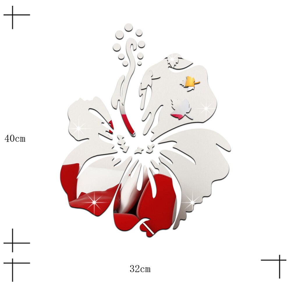 Jm069- bloemige driedimensionale kristalspiegel muursticker, eenvoudig europees en amerikaans, verwijderbaar