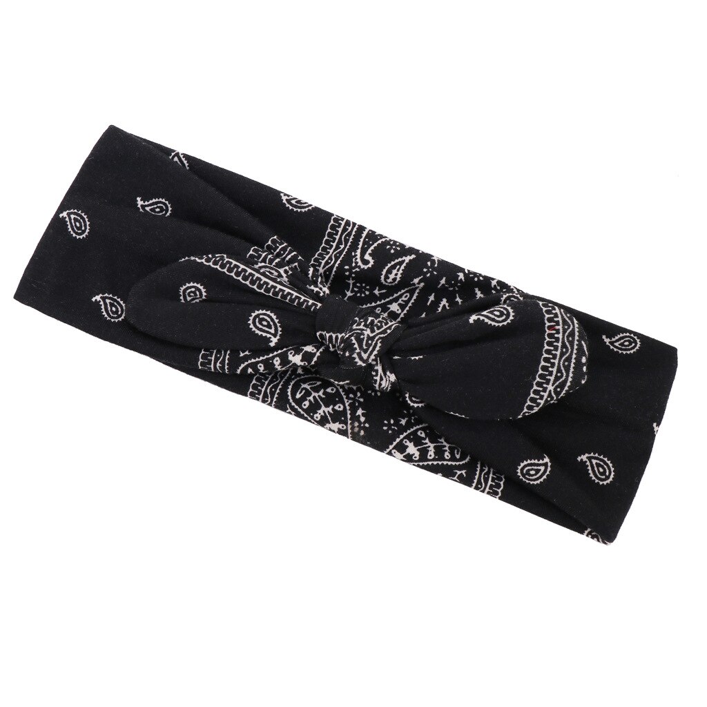 Mode Vrouwen Meisjes Zomer Haarbanden Print Hoofdbanden Vintage Cross Tulband Bandage Bandana Haarbanden Haar Accessoires: black