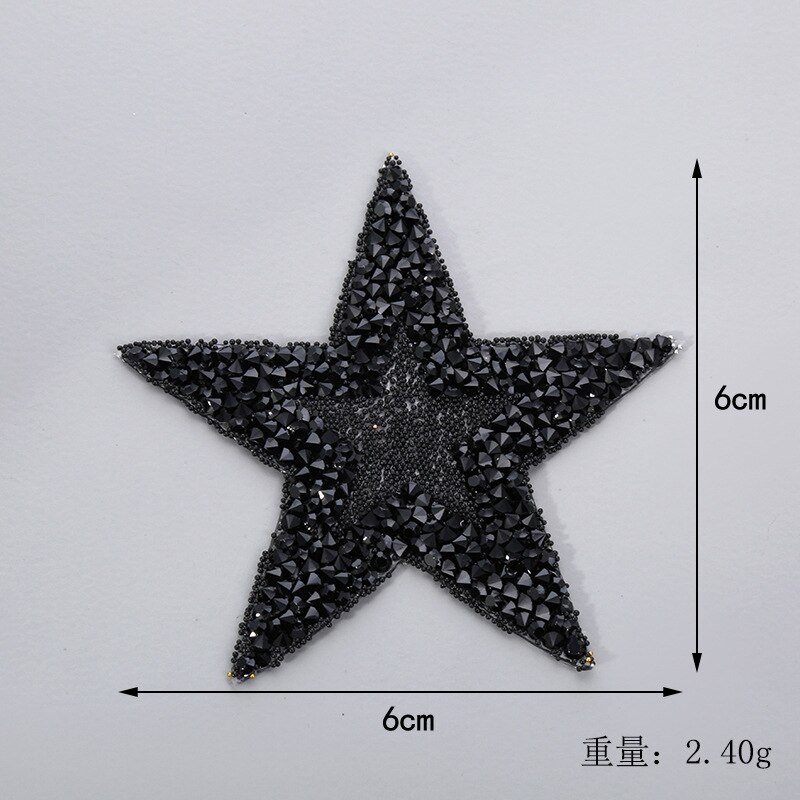 Ster Applique Ijzer op Patch Patches voor Kleding Stickers Pailletten Patch Diy Patch Leuke Kralen Parches Bordados Para Ropa: 6cm 7