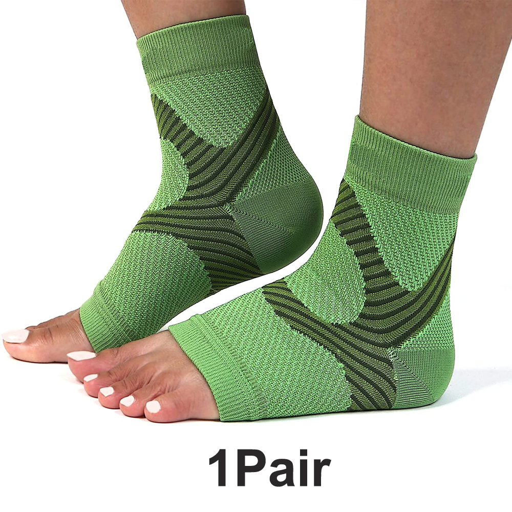 1Pair Plantar Fasciitis Compression Ankle Brace SocksSleeves,Provides Foot &amp; Arch Support. Heel Pain, Achilles Tendonitis Relief: Green / S M