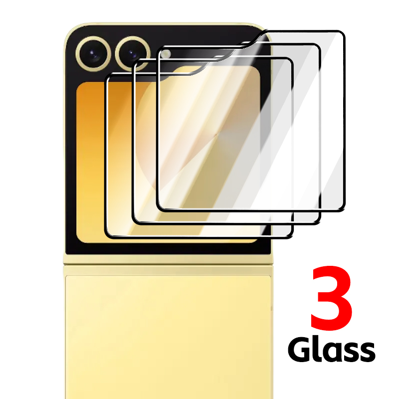 6IN1 Temperd Glass for Samsung Galaxy Z Flip 5/6 5G Outer Screen Protector Camera Lens Protective Film for Samsung Z Flip6 Flip5: ROSE / Bundle2