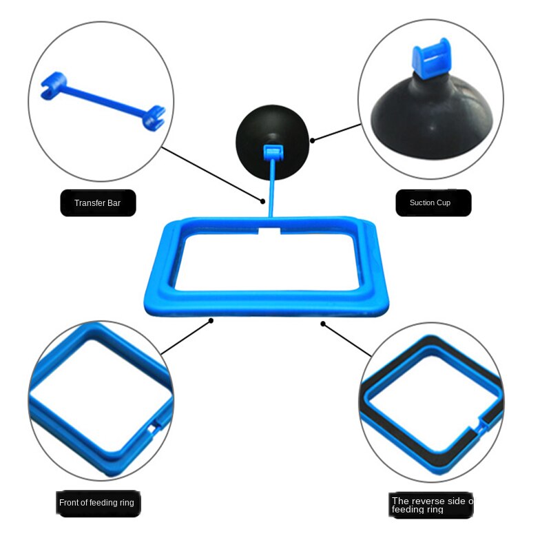 Aquarium Feeding Ring Fish Tank Station Floating Food Tray Feeder Square Circle Accessory Water Plant Buoyancy Suction Cup