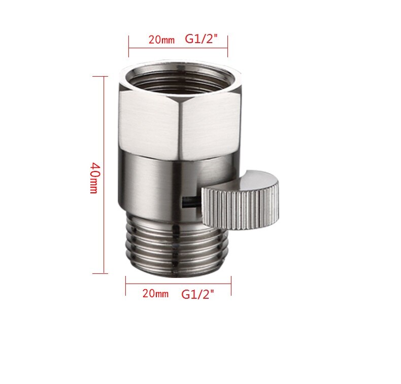 Bathroom Shower G1/2 Inch Brass Junction Water Flow Control Valve Straight-through Shut-off Angle Valve Hand shower quick switch: brushed nickel