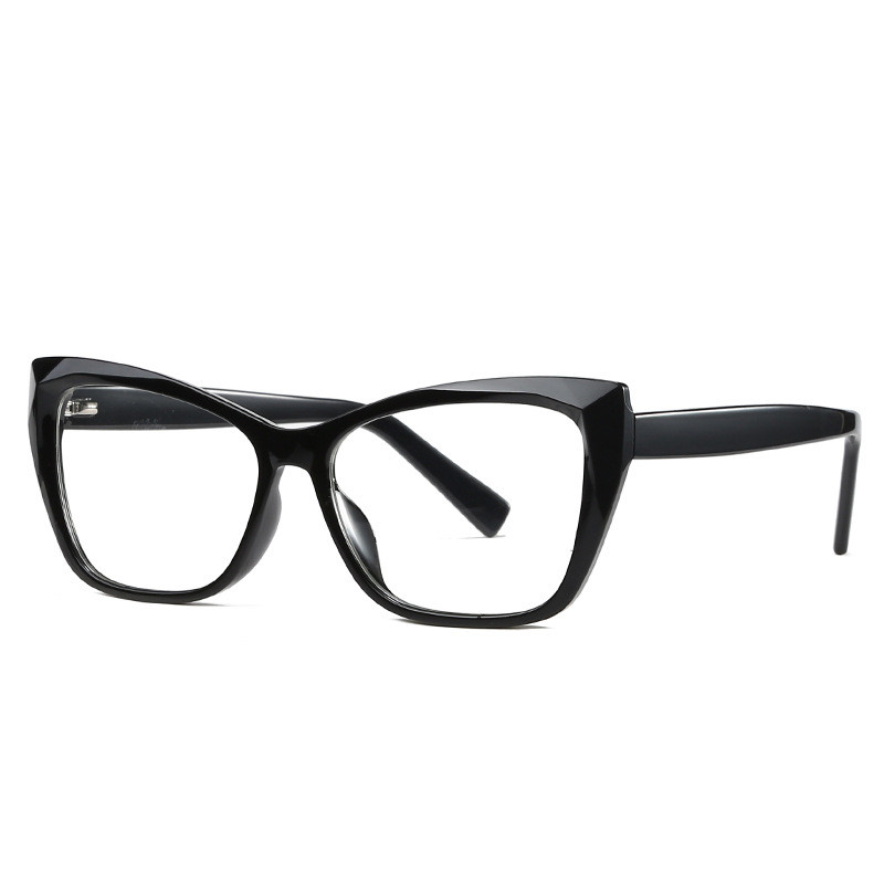 Gafas de prescripción montura de gafas de acetato tendencia de ojo de gato para mujeres gafas ópticas para lentes de receta: Bright Black