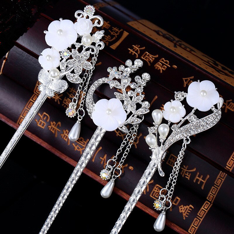 Chinesischen Stil Metall Strass Haar Stick Haar Stäbchen Chignon Haarnadel Pin Vintage Haar Klebt Frauen Quaste Haarnadel