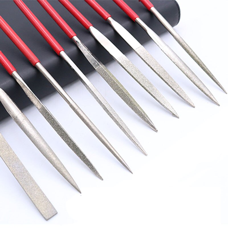 10 pieces of diamond plastic handle shaping file model file stainless steel gem polishing alloy file small metal processing file