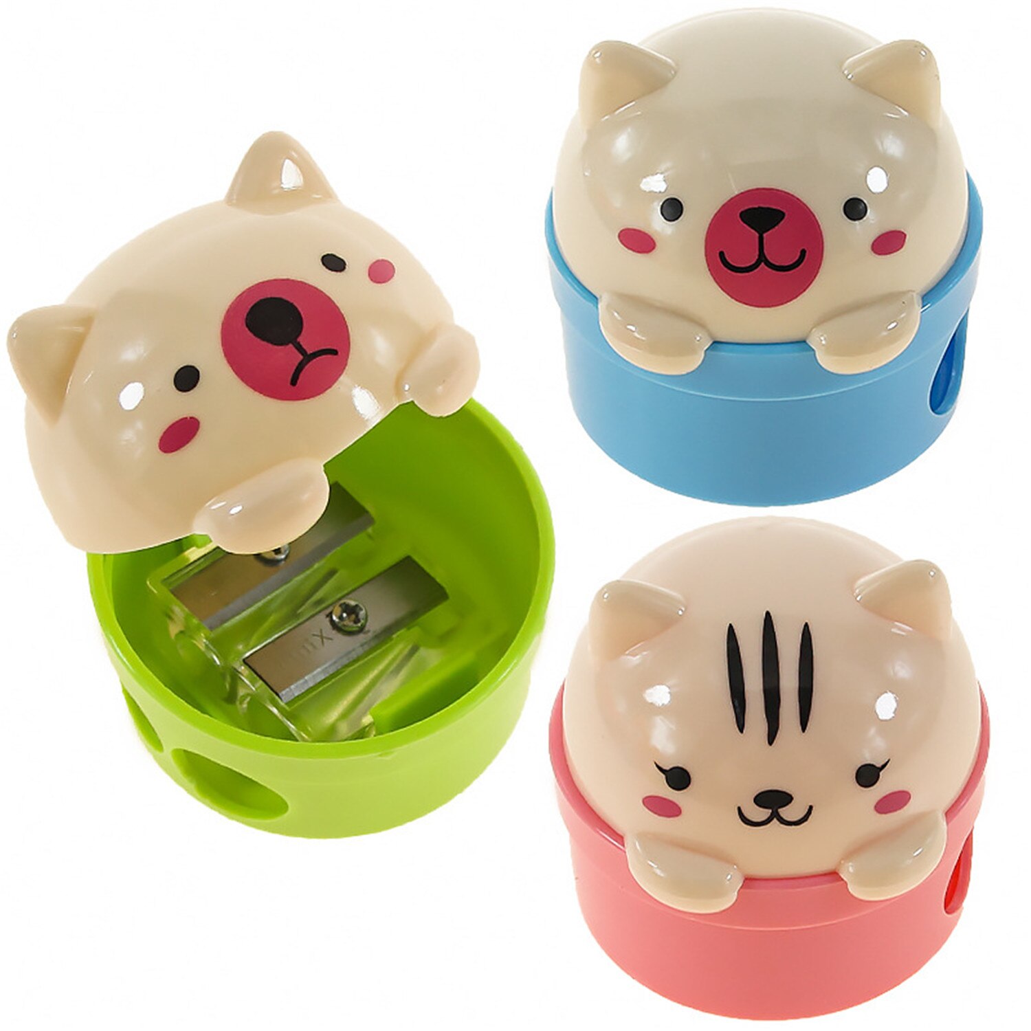 1pcs/4pcs Cartoon Double Holes Cat Bear Pencil Sharpener Cartoon for Kids Student School Randomly Color School supplies