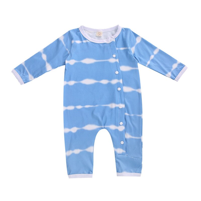 Baby Frühling Herbst Kleidung Neugeborenen Baby Mädchen Jungen binden Farbstoff Kleidung Baumwolle gestreift Strampler Baby Gesamt Nachtwäsche lässig Outfits: D / 24M