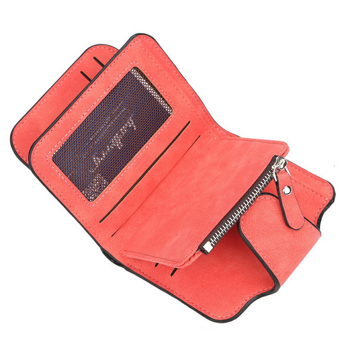 Small Female Coin Purse Short Purses Lady Letter Snap Zipper Card Holder Clutch Wallets Solid Vintage Matte Women Wallet