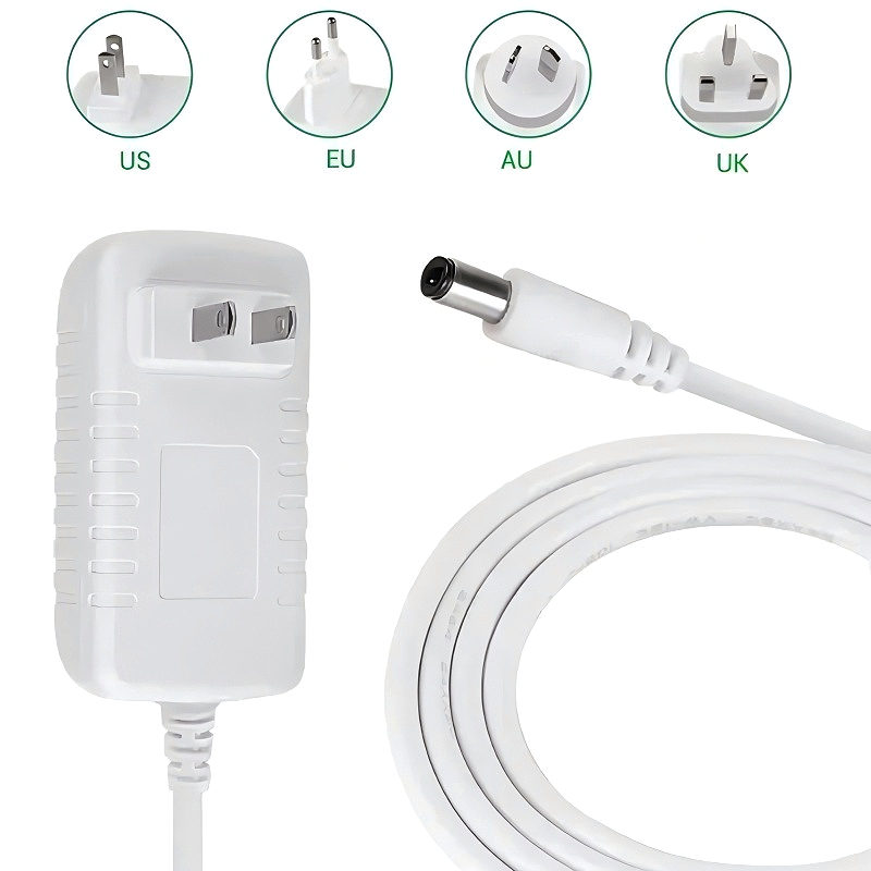Power Plug Output Connector 5.5mm*2.1mm Power Transformer DC 24V 12V 1A 2A 3A EU US Plug White Housing LED Light Power Adapter