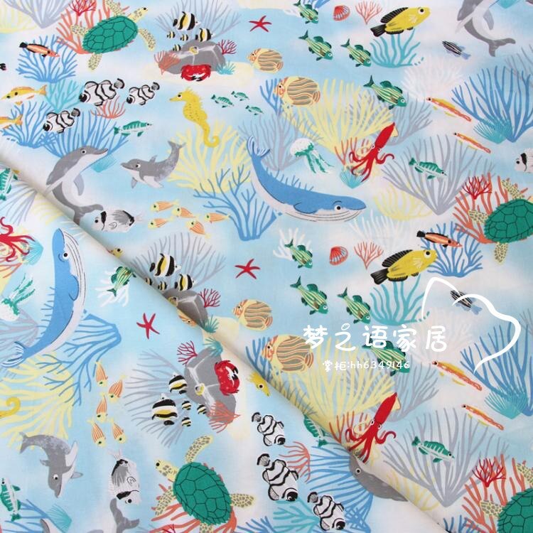 Gør-det-selv tøj kjole patchwork quiltning syning fedt kvarte væv håndarbejde tilda stof havfrue fisk bomuld twill stof