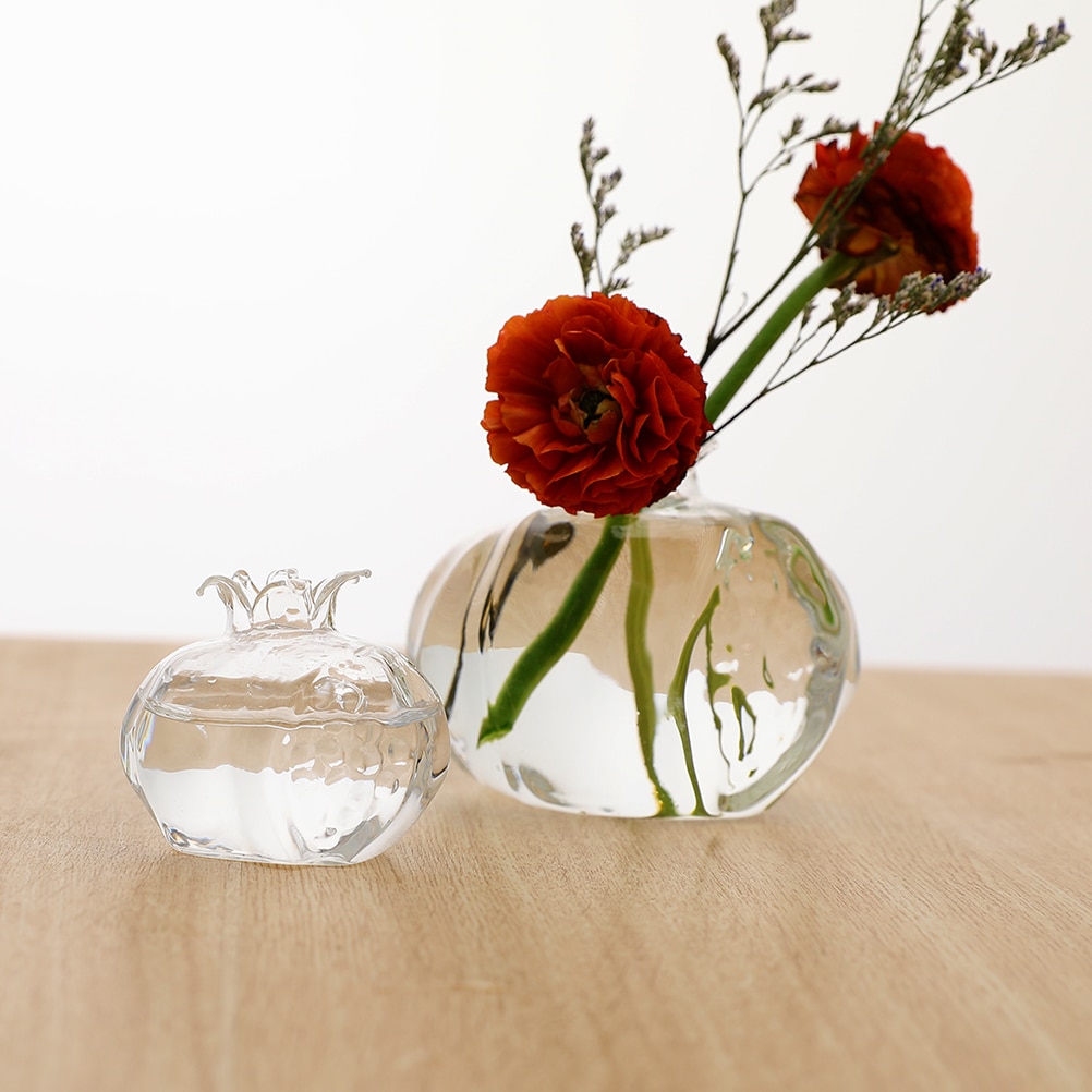High Borosilicate Glass Flower Pot Flower Container Pomegranate Shape Flower Vase Desktop Decorative Vase for Home A50