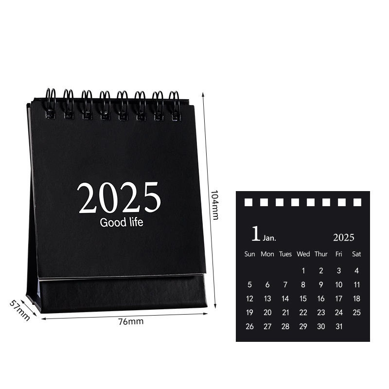 English Mini Desk Calendar Office Stationery Supplies Desktop Calendar With Stickers Daily Memo Calendar Planner: WHITE