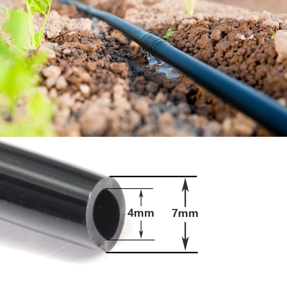 Indre diameter 4mm ytre diameter 7mm vanningsslange hage plen landbruk mikro drypp vanning 1/4 tommers pvc rør