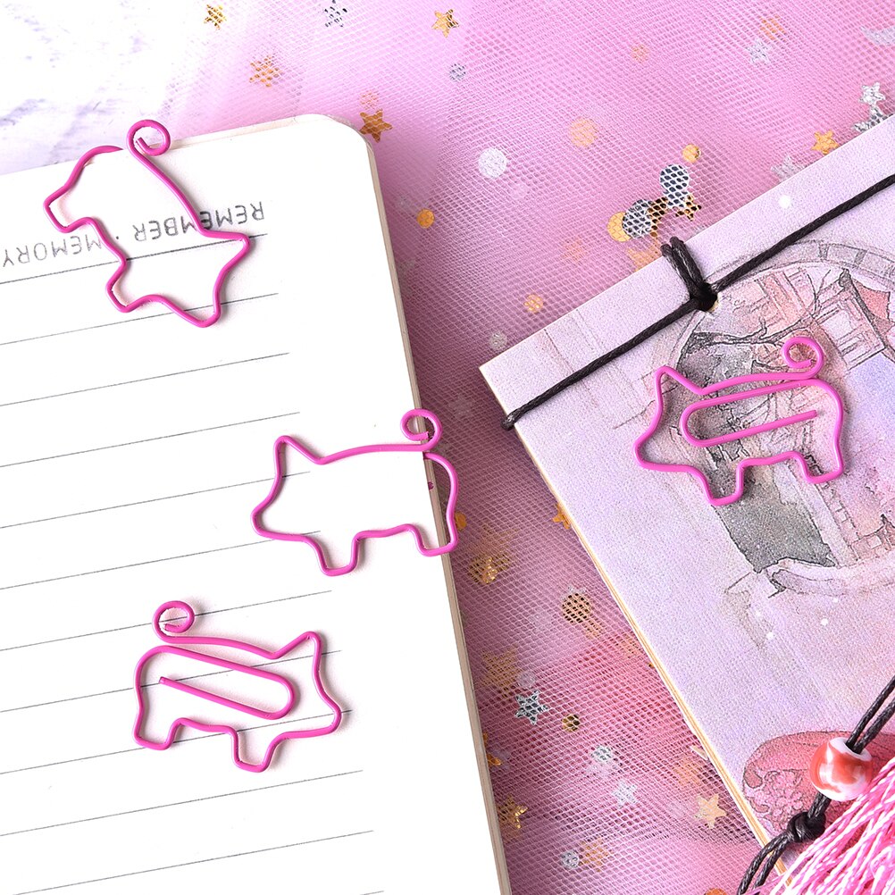 4Pcs/lot Pink Flamingo Pig Bookmark Planner Paper Clip Metal Material Bookmarks For Book Stationery School Office Supplies