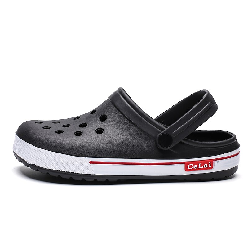 PULOMIES zapatillas de hombre de verano, sandalias zuecos de masaje calzado para jardín al aire libre hombres sandalias de piscina toboganes de baño Mules zapatillas de playa: Black / 45