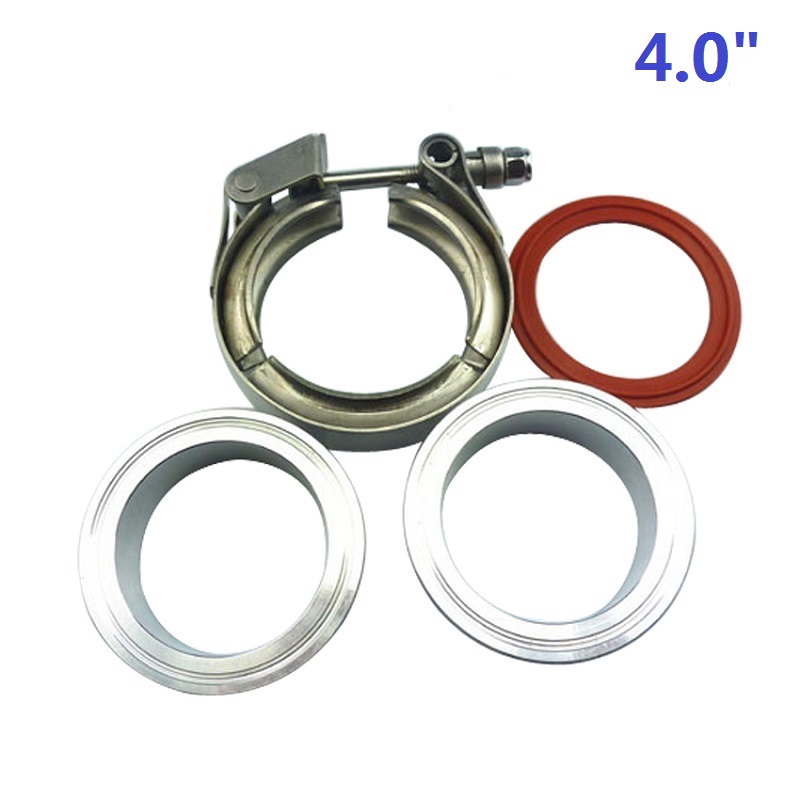 1.5''-5.0" ss304 Quick release V band clamp with Aluminum Alloy flange kit for exhaust pipe clamp nylon nut: 4.0inch