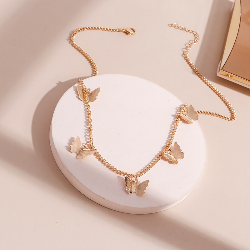 3D Vlinder Kwasten Kettingen Voor Vrouwen Metalen Dier Hanger Goud Zilver Kleur Ketting Choker Ketting Party Sieraden