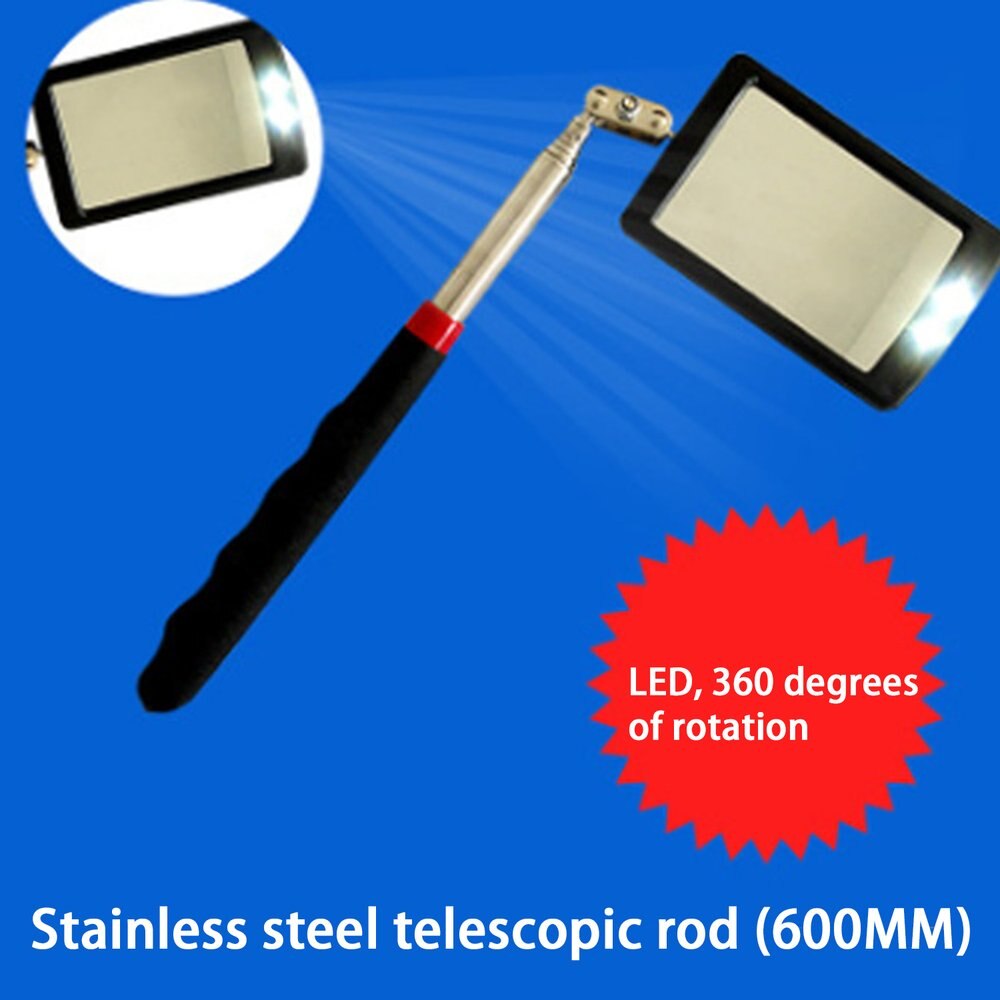 Telescoping Flexible Inspection Mirror with Bright LED Lighting 360 Swivel for Extra Viewing Portable Automotive Tool