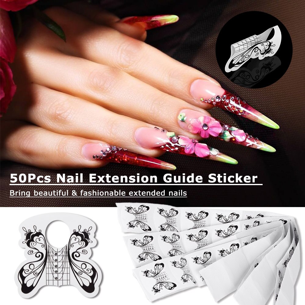 50Pcs Nail Vorm Sticker Voor Acryl Uv Gel Nagel Gids Gereedschap Accessoires Nail Art Tip Manicure Diy nail Art