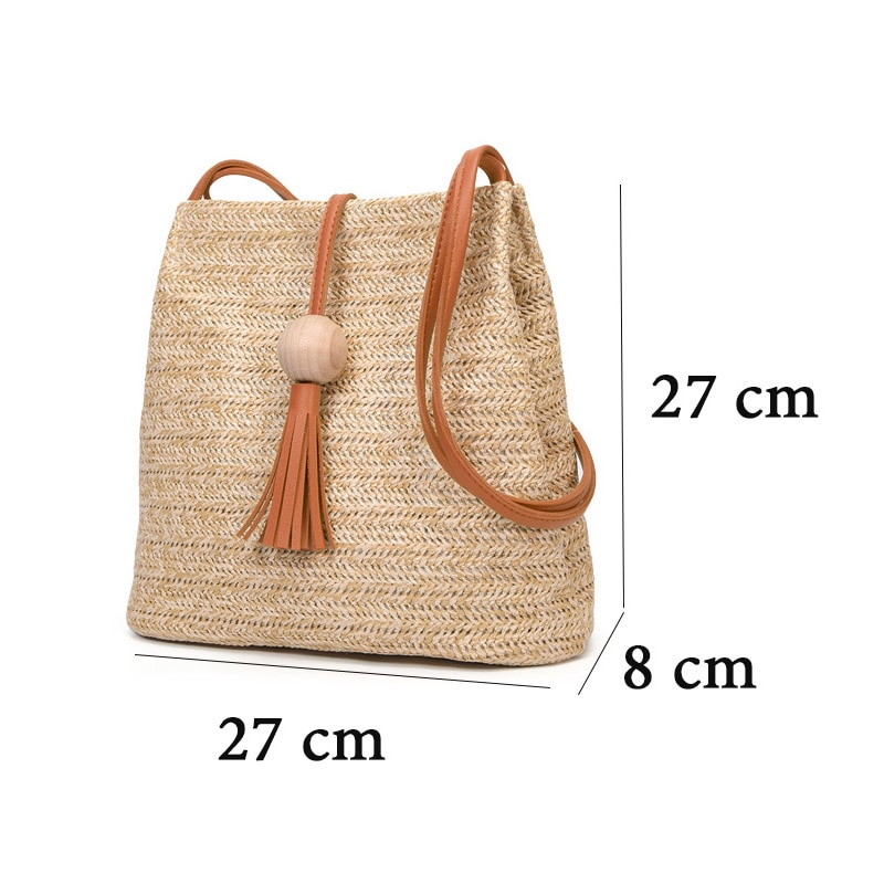 Bali vintage artesanal crossbody bolsa de couro palha redonda praia saco meninas círculo rattan saco pequeno boêmio bolsa de ombro (marrom)