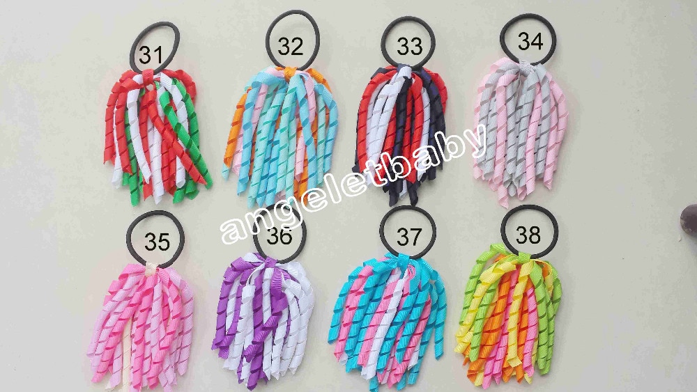 10pcs baby 5inch O A-korker Ponytail various streamers hair bows with elastic corker Curly ribbon hair bobbles Accessories PD002
