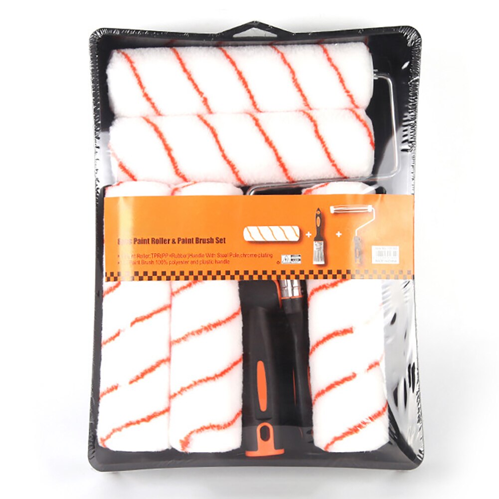 8pcs Multi-functional DIY Paint Roller Brush Set Handle Tool Home Use Wall Brushes Home Repair Wall Ornament Painting Brush Tool