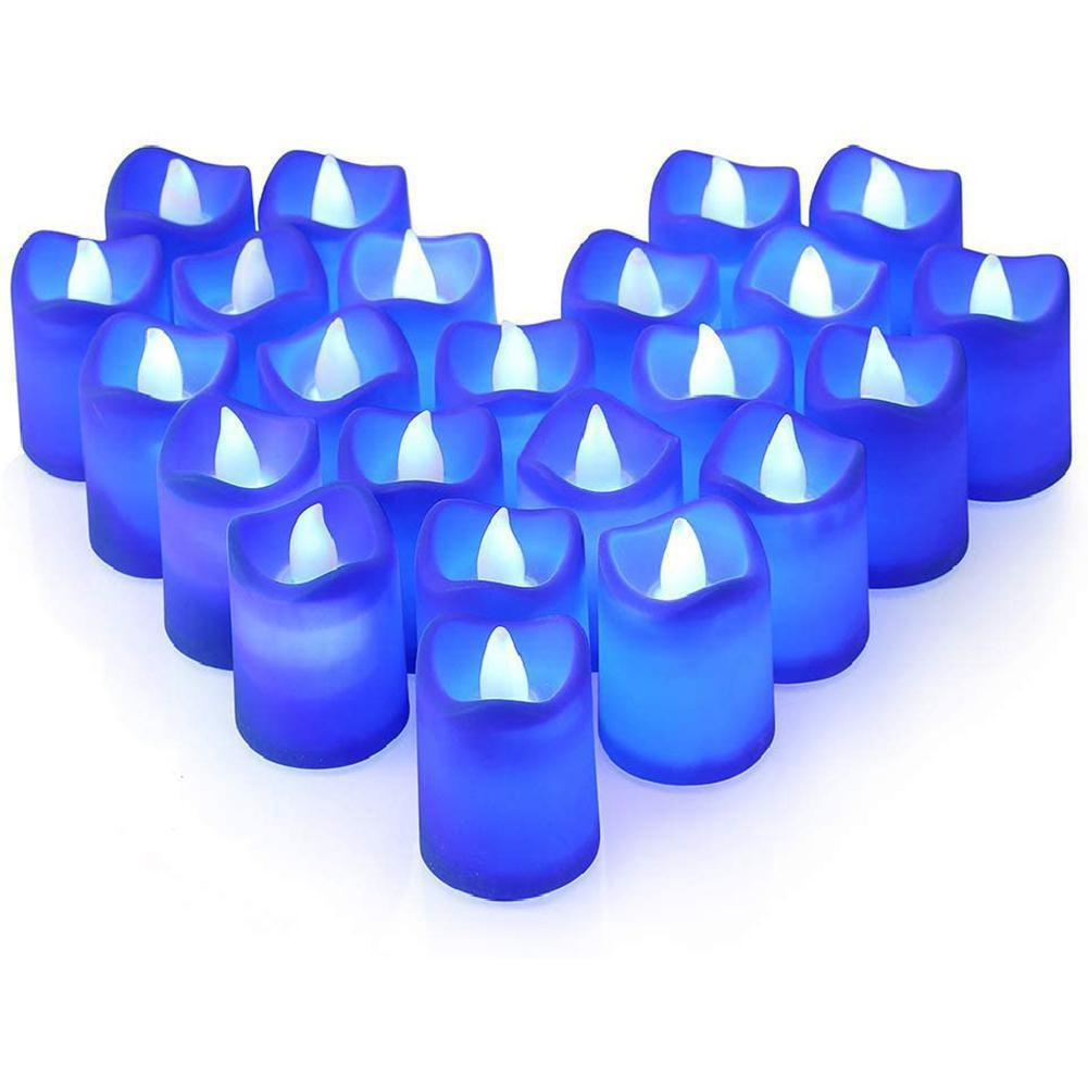 24pcs Blue Light White Shell Flameless Led Tea Light Wedding Party Decor: Default Title
