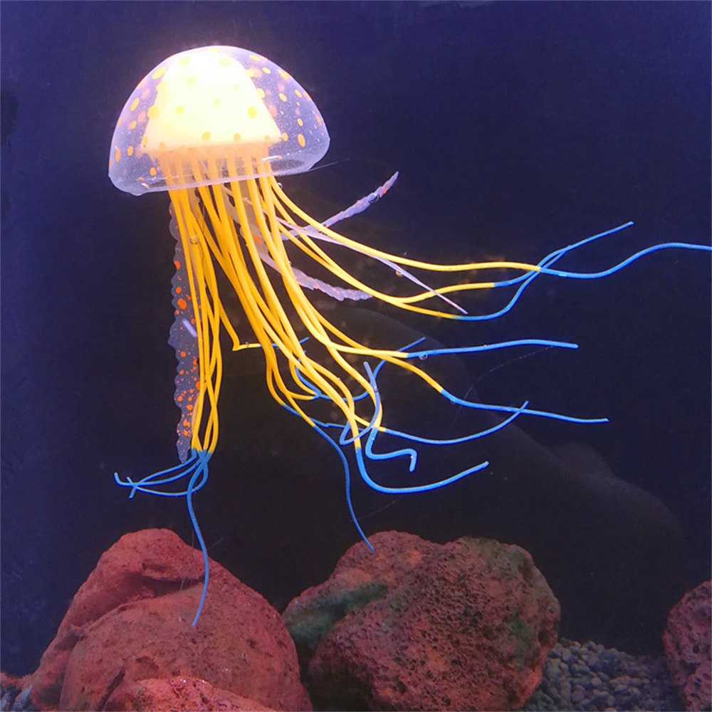 Bunte künstliche Quallen, leuchtende Aquarium-Simulation, Ornamente, Aquarium, lebende leuchtende Dekoration, wasserlandschaft, Heimtierbedarf: Gold