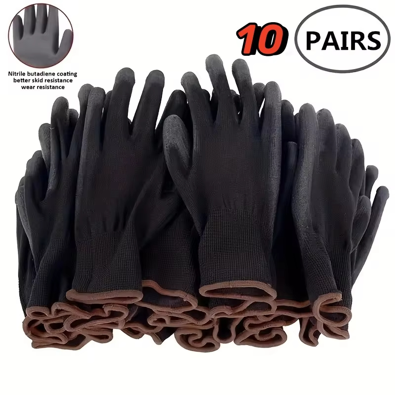 10 paar ESD-bescherming Veiligheidshandschoenen Veiligheid Werk Slijtvaste reparatiehandschoenen Palm gecoate handschoenen Timmerman Reparateurbenodigdheden