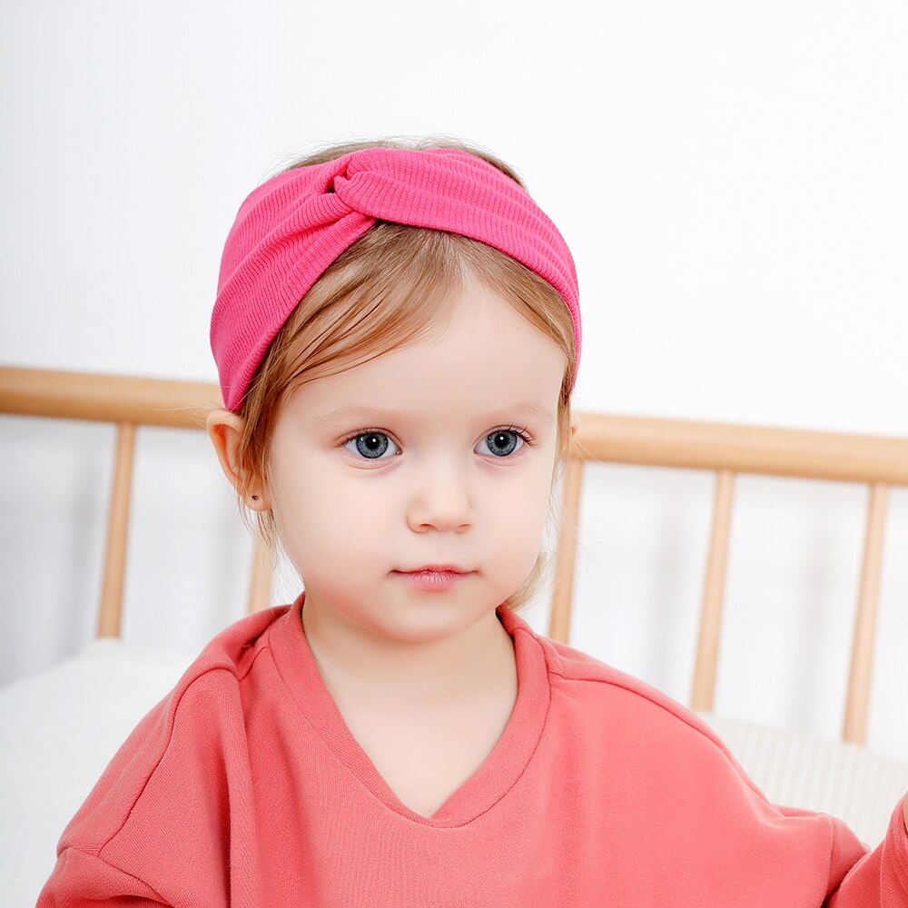 Børn pige baby pandebånd småbørn blonder kors hårbånd tilbehør hovedbeklædning 13 farver: H