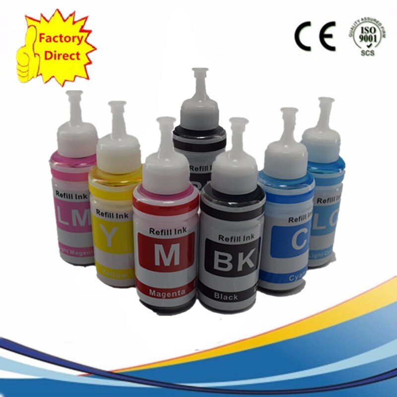 Ricarica Kit di Inchiostro della Tintura L800 L801 di Stampa Della Stampante A Getto D'inchiostro No. T6731/2/3/4/5/6 Uso Per Cartuccia Riutilizzabile Ciss: 1SET 1BK 7X70ML