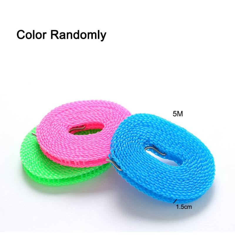 Outdoor Clothes Line Travel Portable Clotheslines Clothes Drying Rope Laundry Windproof Non-slip Washing Clothes Line: 5M