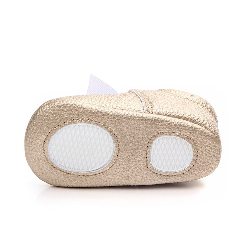 0-18 maanden pasgeboren babymeisje roze goud wit pu leren prinsessenschoenen strik eerste stappers