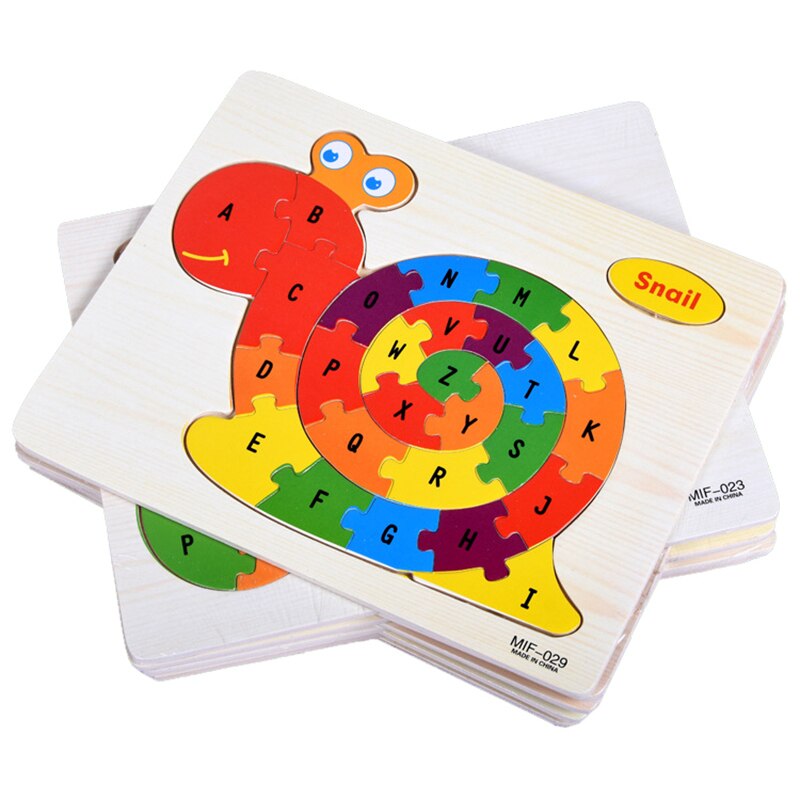 Baby Speelgoed Houten 3d Puzzel Cartoon Dier Intelligentie Kinderen Educatief Brain Teaser Kinderen Tangram Leren Jigsaw Vormen