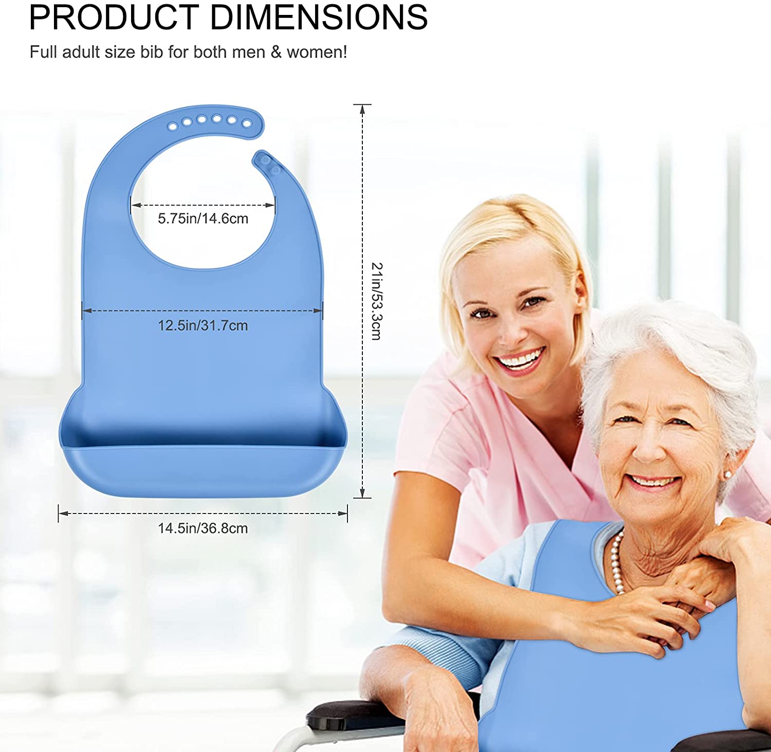 Dorsales para adultos de silicona Baberos comida colector de migajas ajustable dorsales para adultos para hombres y mujeres Baberos para comer lavable Baberos delantales Protector