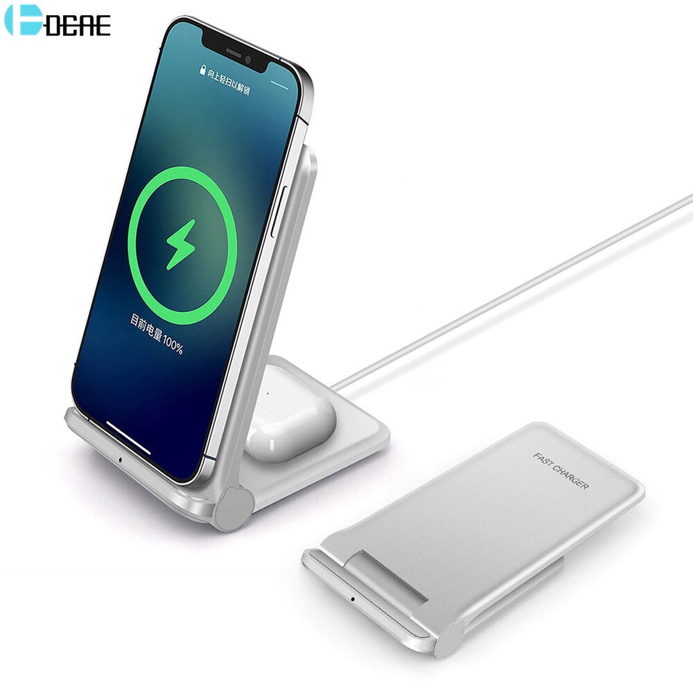 2 In 1 20W Qi Draadloze Oplader Dock Voor Samsung S21 S20 S10 Dual Fast Charging Stand Pad Voor iphone 12 11 Xs Xr X 8 Airpods Pro