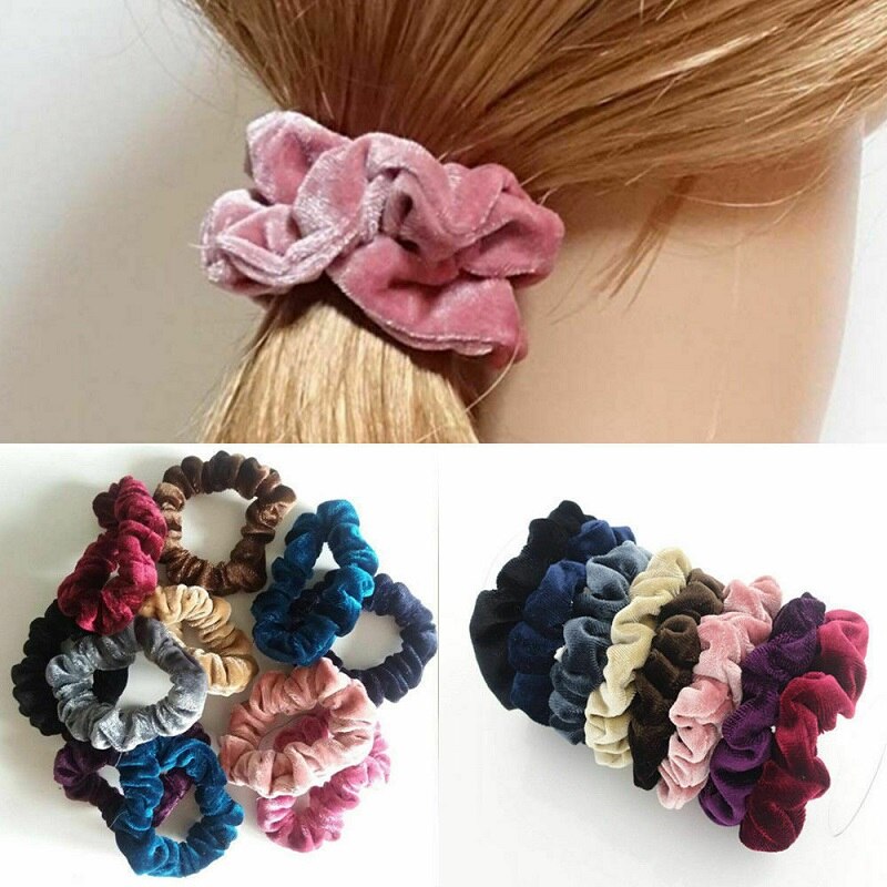 1pc sólido senhora veludo cabelo scrunchies anel feminino meninas elástico cabelo bandas de borracha acessórios para mulher rabo de cavalo titular