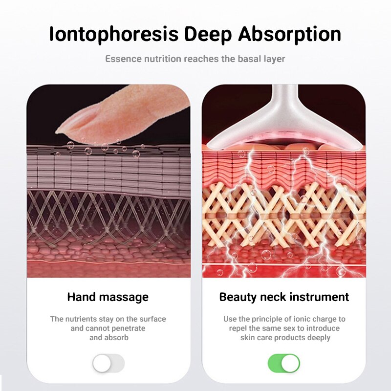 LED Beauty Instrument Photon Therapy Neck Massager Skin Lifting Firming Care Tool Facial Wrinkle Removal Machine Vibration