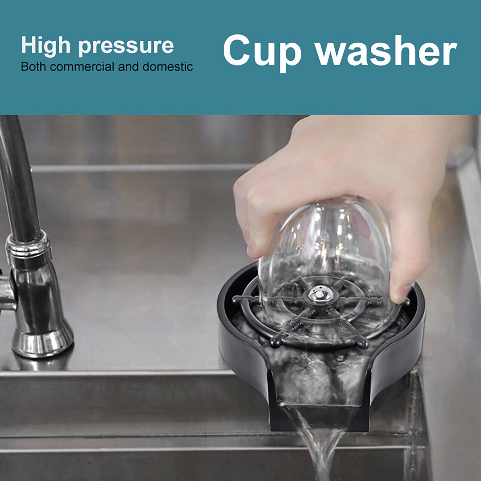 Practical Faucet Glass Rinser Automatic Cup Washer Kitchen Sink Milk Tea Beer Coffee Pitcher Cleaning Gadget
